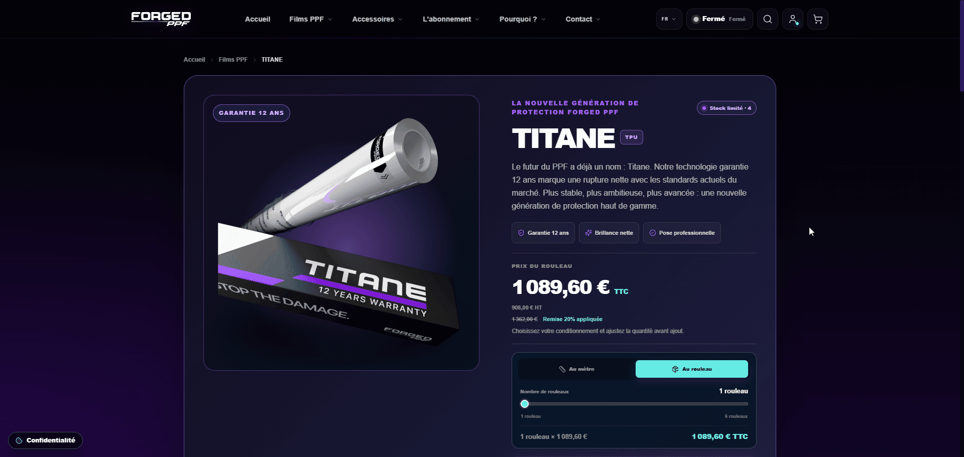 Fiche produit Titane Forged PPF